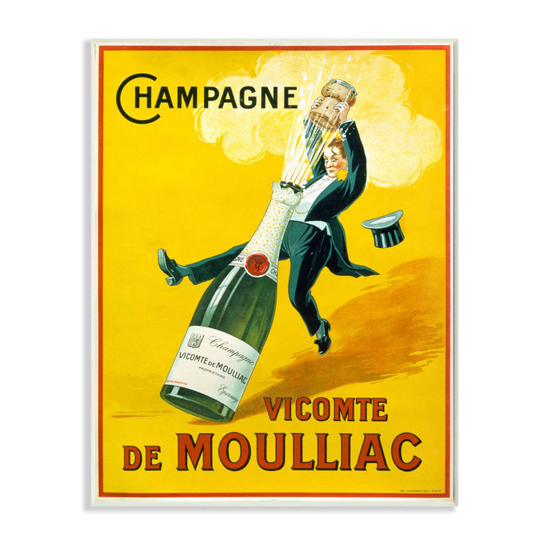 Champagne Vicomte de Moulliac Pop par Marcus Jules - impression d'art graphique, Plaque murale, H 19 po x l 13 po x P 0,5 po
