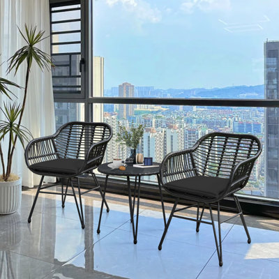 Virgie Wicker 2 - Person Patio Conversation Set with Cushions