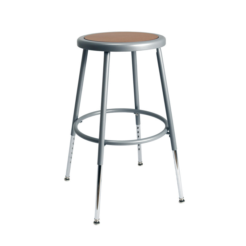 Tabouret en acier à hauteur réglable Felix, prêt à assembler, Gris, Brun / gris