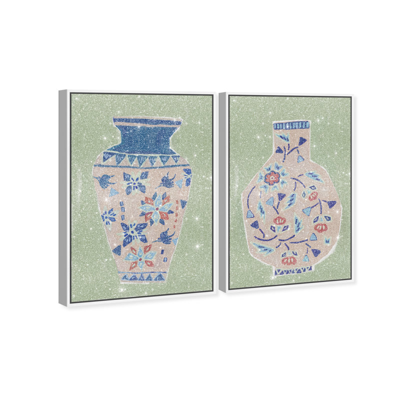 Heirloom Vase Set Set by Oliver Gal, White Floater Frame, 11"H x 16"W