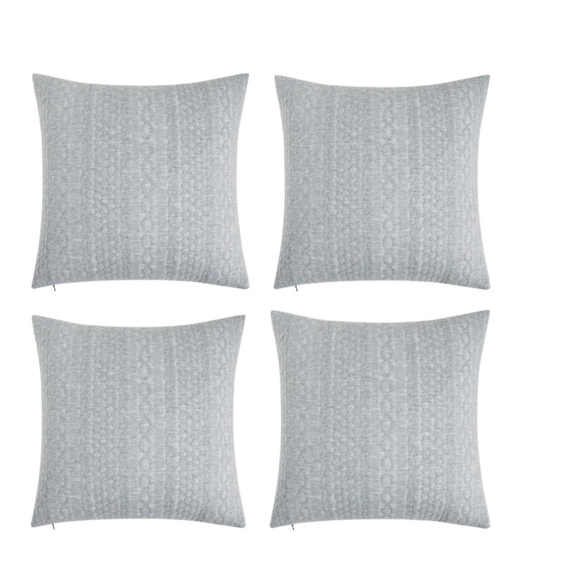 Jeté carré Knit Collection with Geometric pattern, Gris clair, 20 po x 20 po
