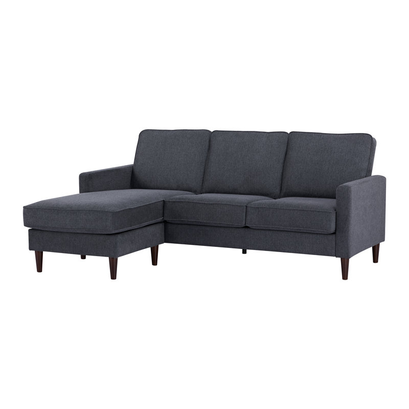 Anna-Leigh 81.5" Wide Reversible Sofa & Chaise, Dark Gray 100% Polyester