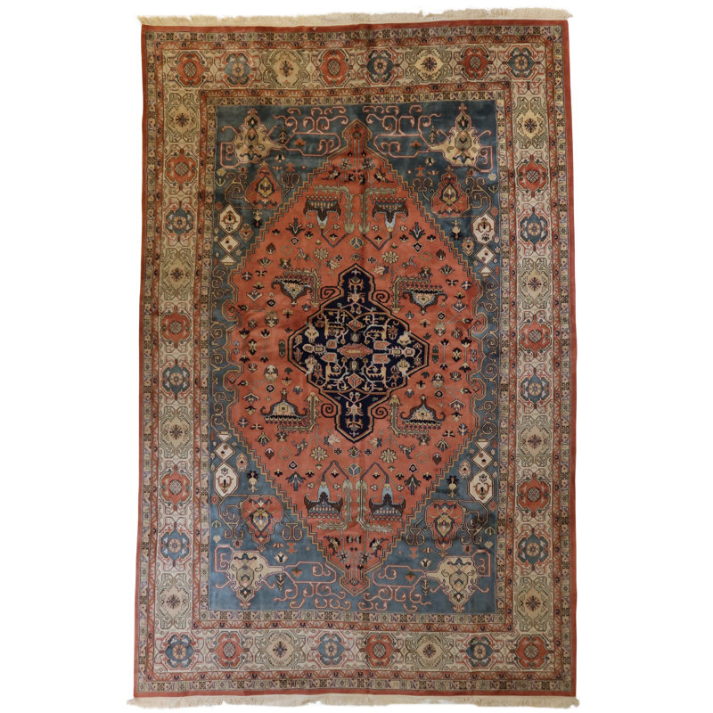 One-of-a-Kind Oriental Hand-Knotted Wool Rose/Blue/Beige/Brown Area Rug