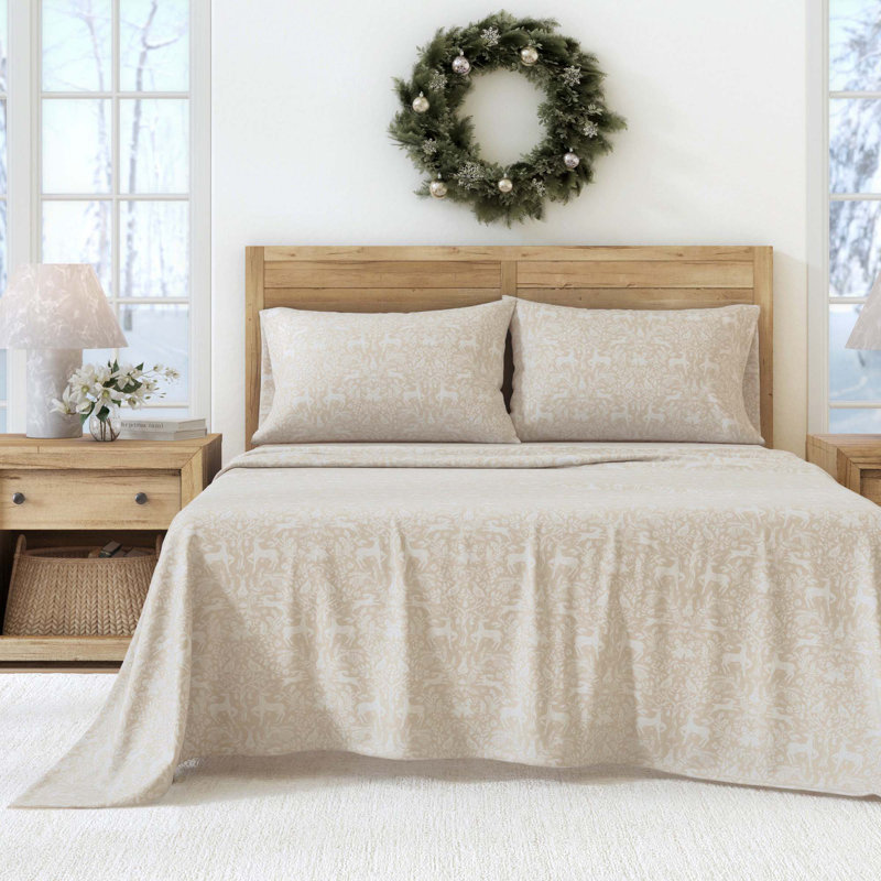 Ensemble de draps 100% flanelle de coton, Reflets, Full Sheet Set with 2 Pillowcases