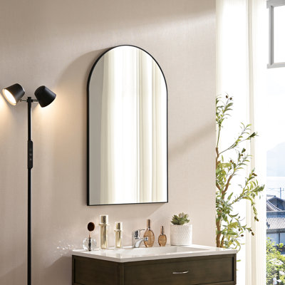 Miroir de salle de bain mural 30 po x 40 po avec cadre en métal noir