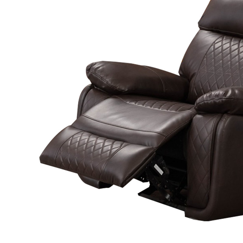 Edwood Faux Leather Power Recliner, Brown Faux Leather