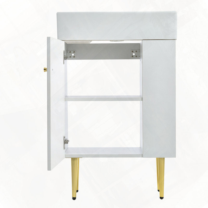 Meuble-lavabo simple en céramique, Blanc