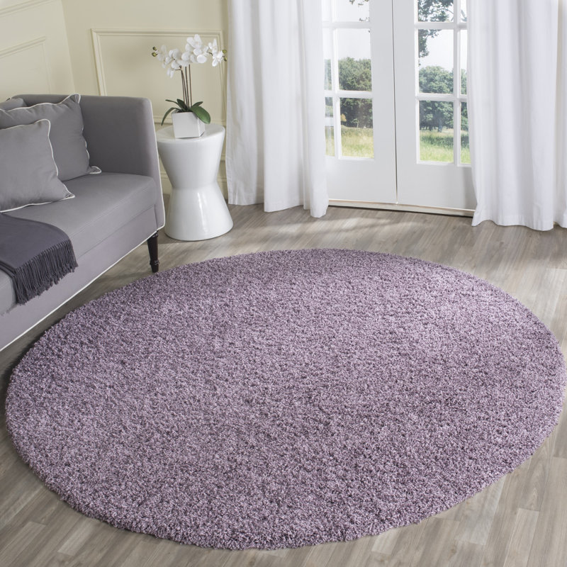Rizco Shag Performance Solid Color Rug, Round 6'7"