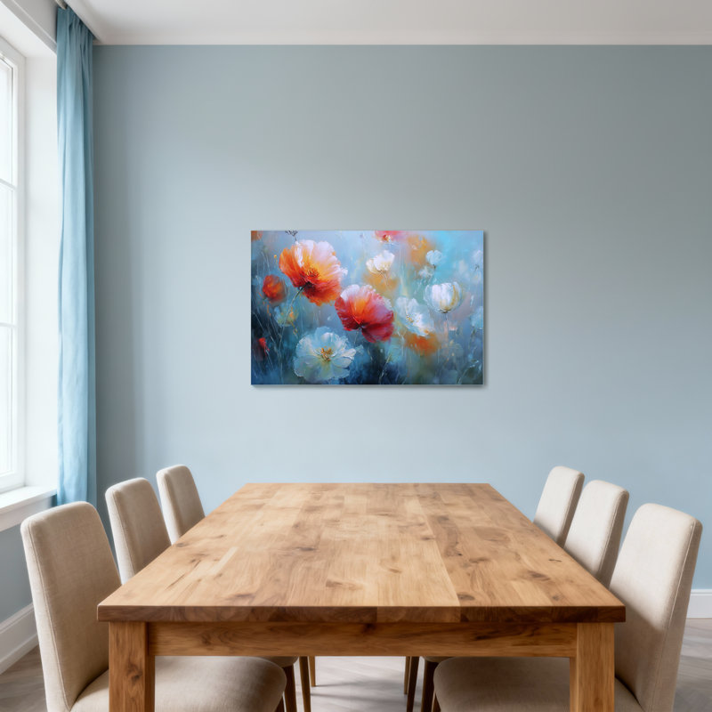 Plantes et fleurs, aquarelle abstraite, coquelicot, art de jardin, H 24 po x l 36 po