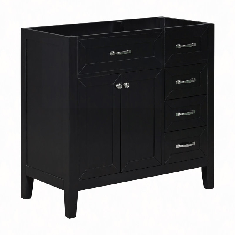 Meuble-lavabo 36 po sans lavabo, base d'armoire seulement, armoire de salle de bain avec tiroirs, structure solide et panneau de fibres à densité moyenne