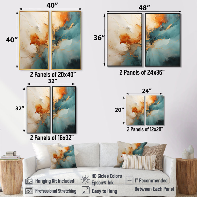 Ensemble de 2 grandes artères murales «Dams», Brown, 36" H x 48" W, Floater Framed Print