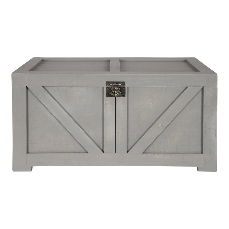 Commode d'appoint en bois massif Herrman, gris