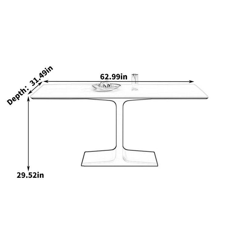 Oniel Italian modern rectangular dining table, 29.52"H x 62.99"L x 31.49"W