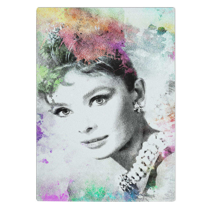 Tempered Glass Audrey Hepburn Art Chopping Board, 28.5 cm W x 39 cm L