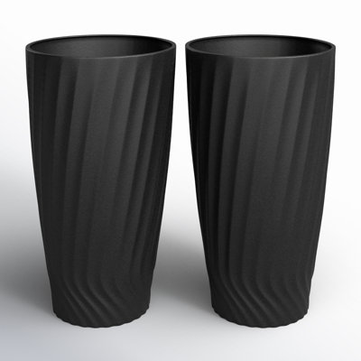 Boynton 24 Inch Tall Planters, Tree Planters with Shelf Insert, Morden Large Round Plant Pots Containers for Indoor/Outdoor Use