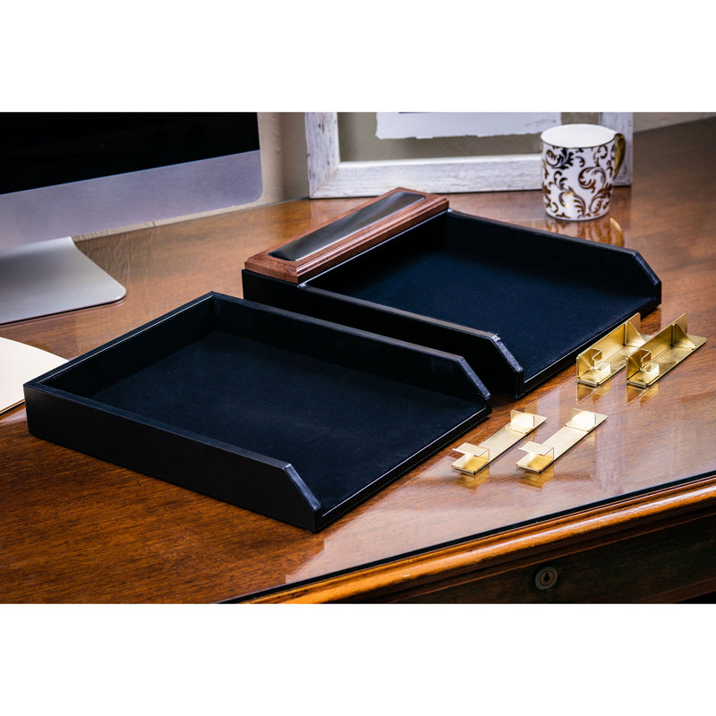 Leather Stackable File Organizer, Walnut