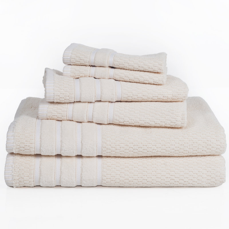 6-Piece 100% Cotton Towel Set - with 2 Bath Towels, 2 Hand Towels, and 2 Washcloths, Navy, 6 pieces