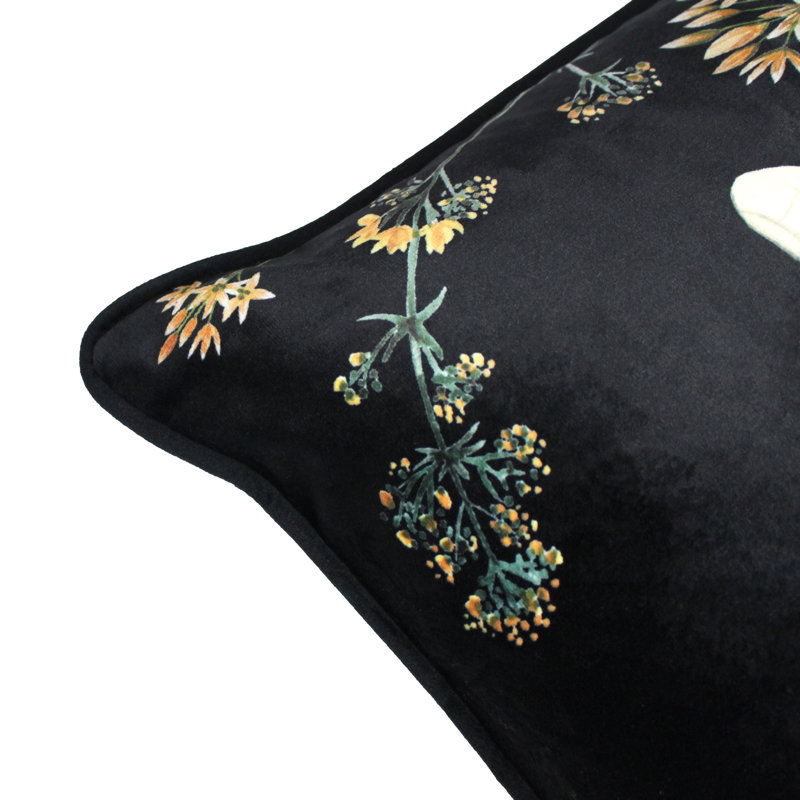 Midnight Garden Bee Velvet Piped Cushion, Feathers