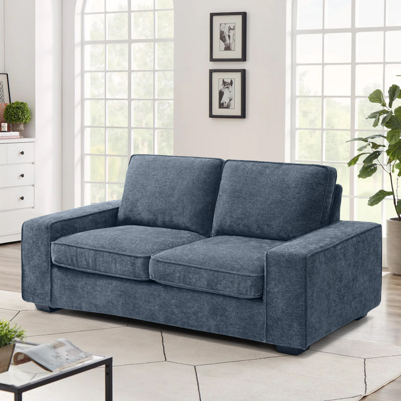 Nickelle 2 Seater Upholstered Loveseat Sofa, Blue