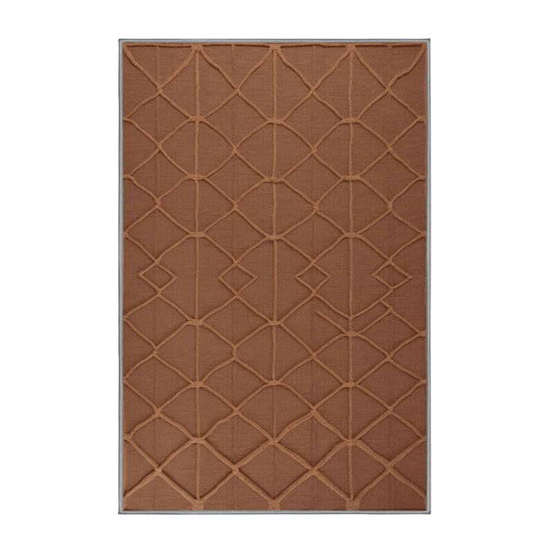 Tapis brun treillis lavable à la machine, Rectangulaire 8 pi x 10 pi