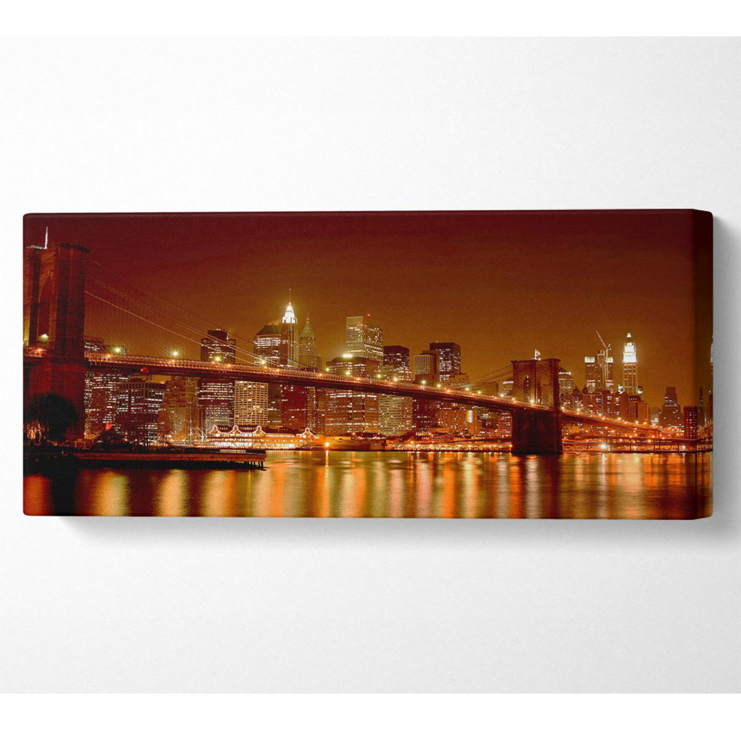 Kunstdruck New York Bridge Glow auf Leinwand