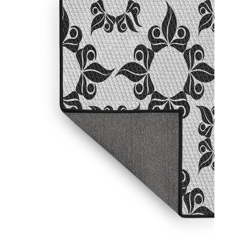 Tapis blanc/noir tissé à la machine, Tapis de couloir 2 pi x 5 pi