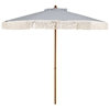 Parasol de patio 7 pi avec bordure en polyester à protection solaire, joli parasol de plage bleu + blanc + naturel