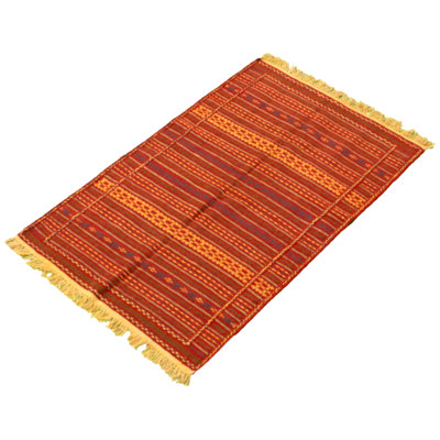 Tapis décoratif en laine noué à la main de conception unique 3 pi 2 po x 5 pi Bordiuk New Age