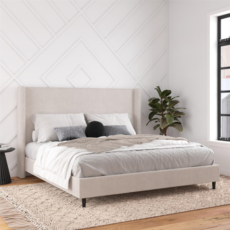 Birzer King Upholstered Wingback Bed