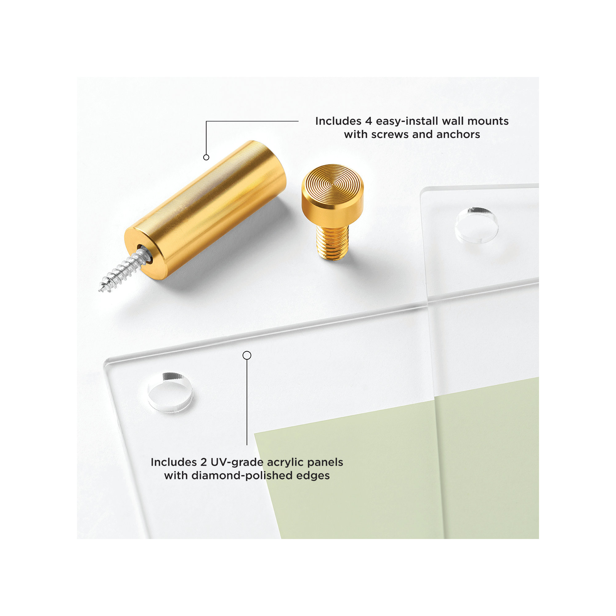 Clear UV-Grade Acrylic Modern Floating Picture Frame - Gold, Gold, 20" H x 30" W