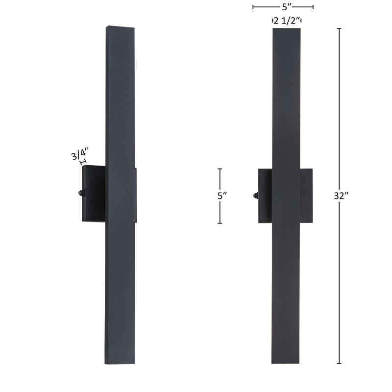 Applique murale à DEL noire de 81 cm (32 po), éclairage crépusculaire à extinction automatique., H 32 po x l 5 po x P 2,5 po