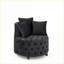 Fauteuil d'appoint pivotant en velours pour le salon - capitonné, 3 coussins, roulettes | Noir | Mousse