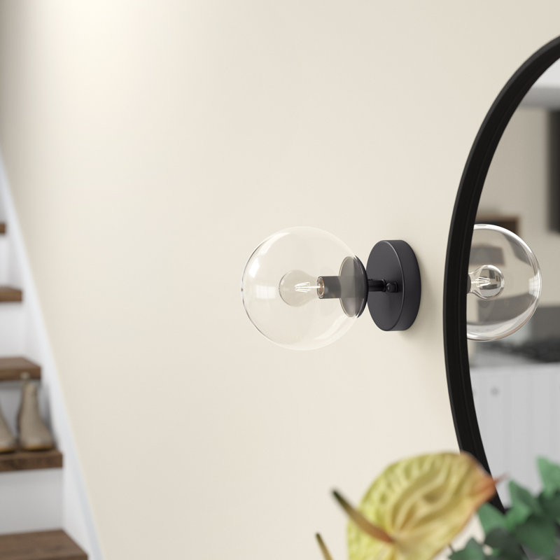 Alijiah Wall Sconce, Frosted White, Black