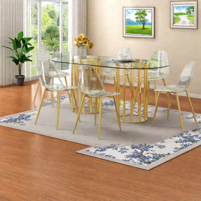 Ensembles de table de salle à manger (doit inclure à la fois la table et la chaise), salle à manger moderne en verre et métal