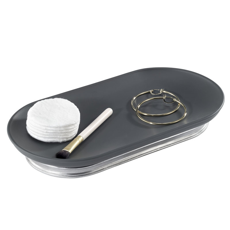 Gray and Silver Plastic Vanity Tray