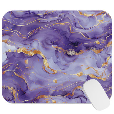 Abstract Purple & Gold Marble Geode VIII Crystals Geode Modern Gaming Cute Office Laptop Desk Pad Gift Mat Square Rectangle Non-Slip Mousepad