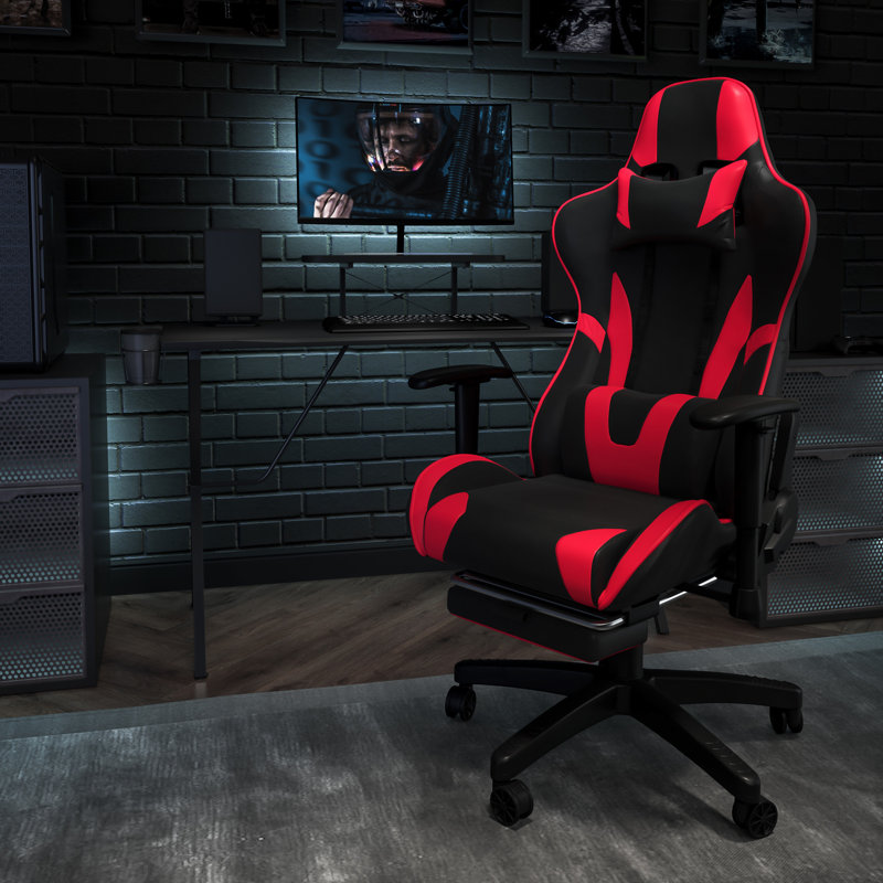 Bureau Bridesdale avec fauteuil de jeu et porte-gobelet, Rouge / Noir