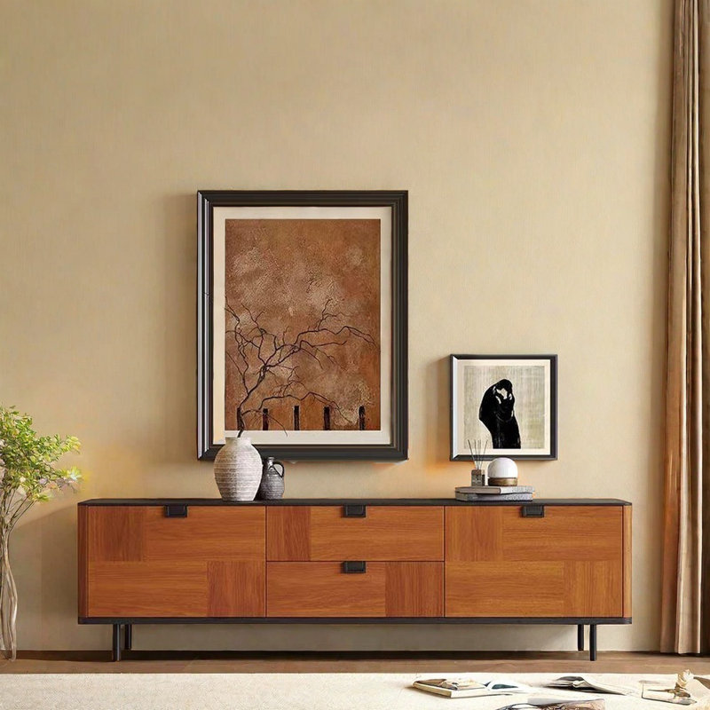 European style solid wood TV stand, 70.87"