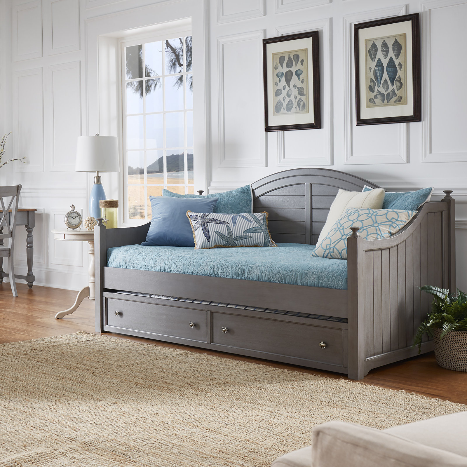 Delaria Daybed with Trundle - Twin, Antique Gray
