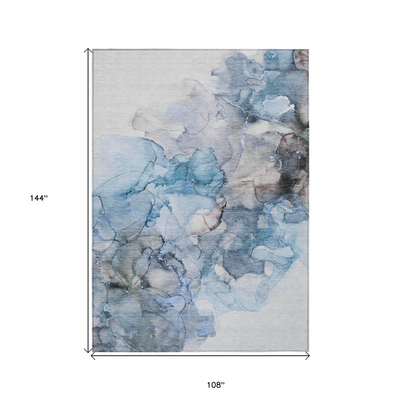 Tapis extérieur lavable antidérapant bleu et gris 9 pi x 12 pi