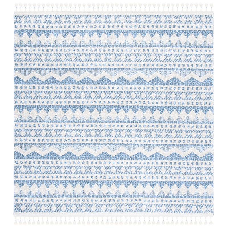 Moroccan Tassel Shag Performance Southwestern Rug, Square 6'7"