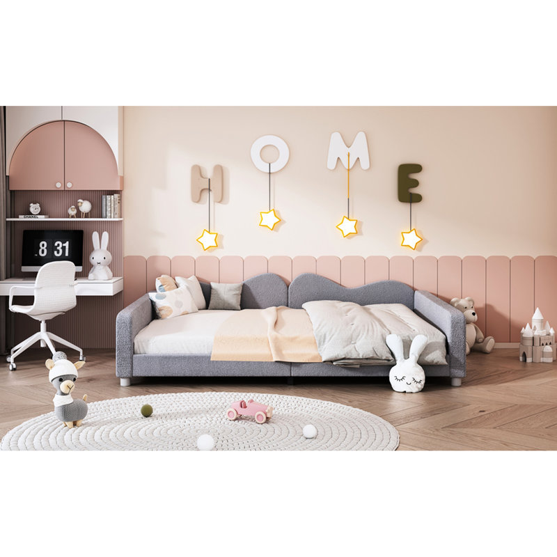 Gray Full Size Daybed, Fabric Sofabed With Cloud , No Box Spring Required Upholstered Gray, Cloud-shaped