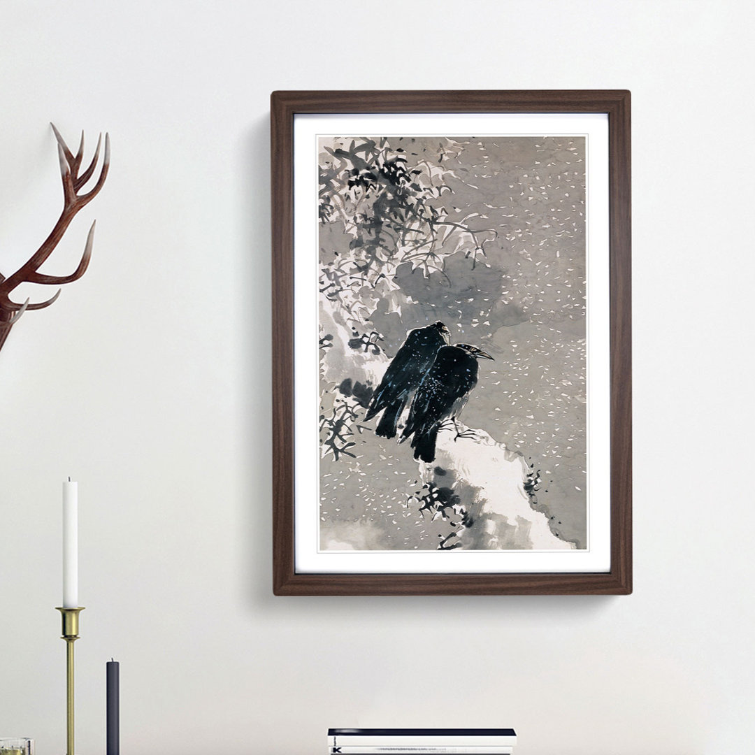 Two Crows by Yosa Buson - Framed Print