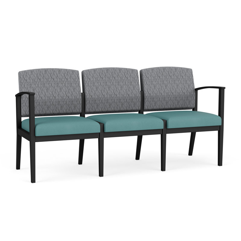 Siège tandem en acier à 3 sièges Amherst, Noir, Portes ouvertes en tissu noir