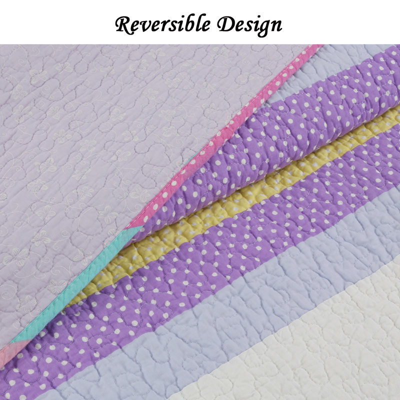 Ensemble de courtepointe réversible mauve Stjohn, Courtepointe simple et 1 taie décorative