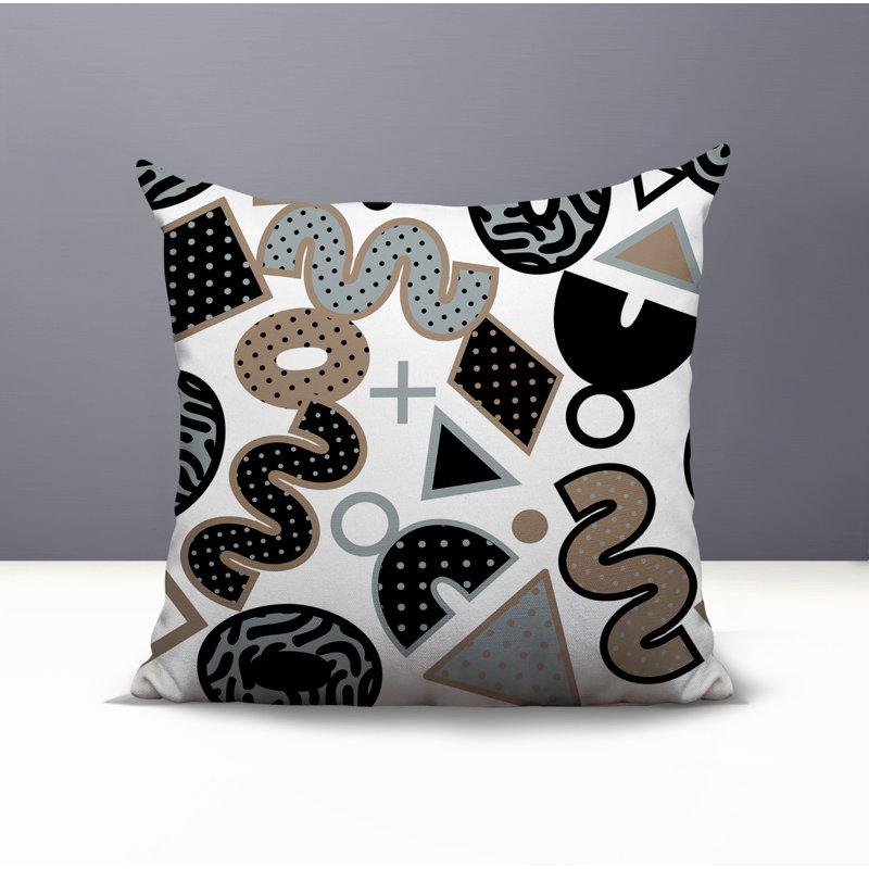 Coussin carré intérieur / extérieur Trixel, Carré 16 po, Noir