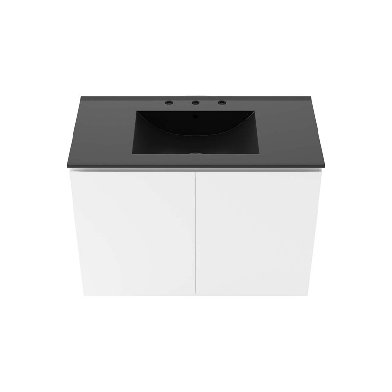 Modway Bryn 36" Wall-Mount Bathroom Vanity, Black, White