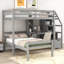 Petit lit plateforme mezzanine multifonctionnel en pin massif de petite taille avec rangement séparé et bureau