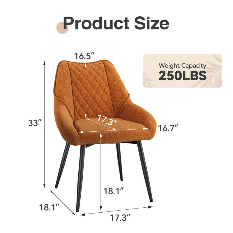 Fabric Soft Dining Chair ,Upholstered Side Chair for Dining Room (Set of 2), Yellow