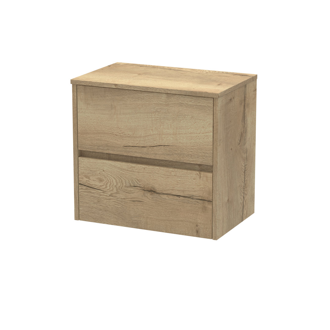 Nuie Autumn Oak Havana Woodgrain Wall Hung 2 Drawer Vanity Unit With Worktop | | Mdf | 600Mm - Image 2